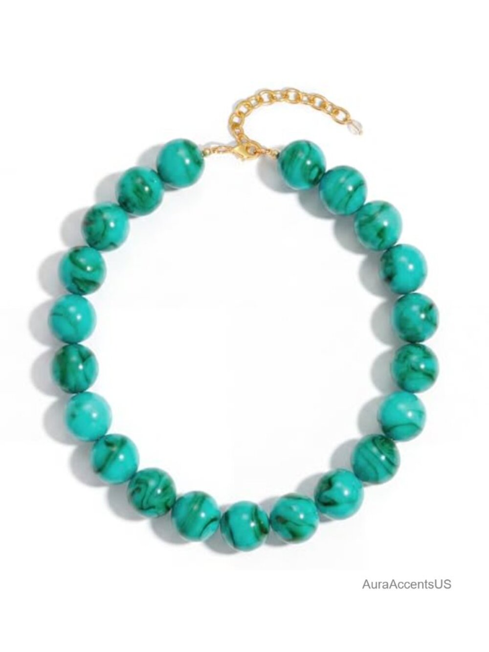 Chunky Beaded Choker Necklace Lobster Clasp Resin 20mm Statement